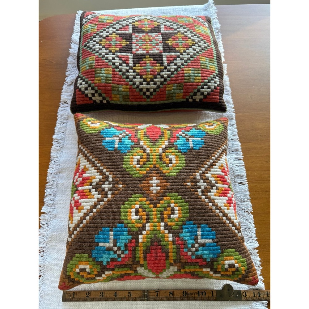 Scandinavian flatweave pillows (often Swedish "rölakan").  Circa 50'-70's.